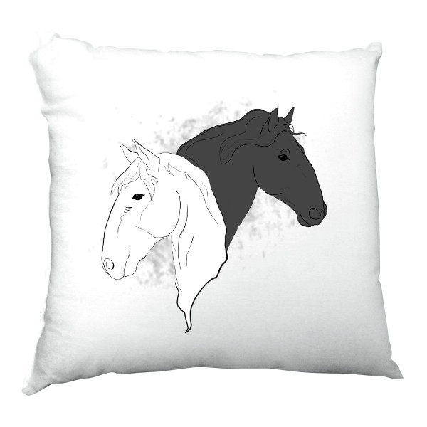 Polštář saténový s potiskem Polštář - Ying Yang koně