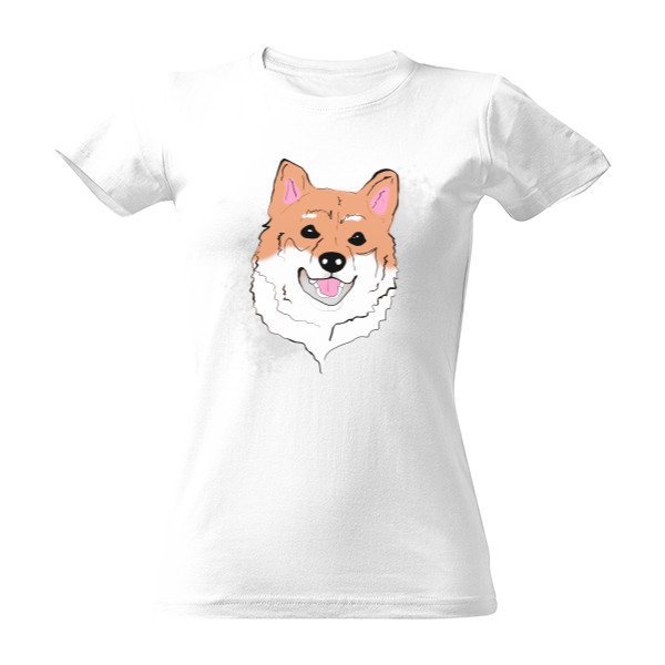 Tričko s potiskem Shiba inu kresba