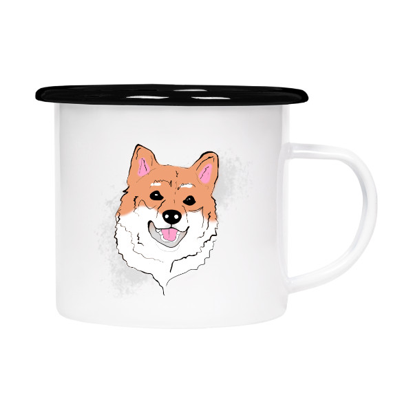 Plecháček - smaltový lem s potiskem Shiba inu - plecháček